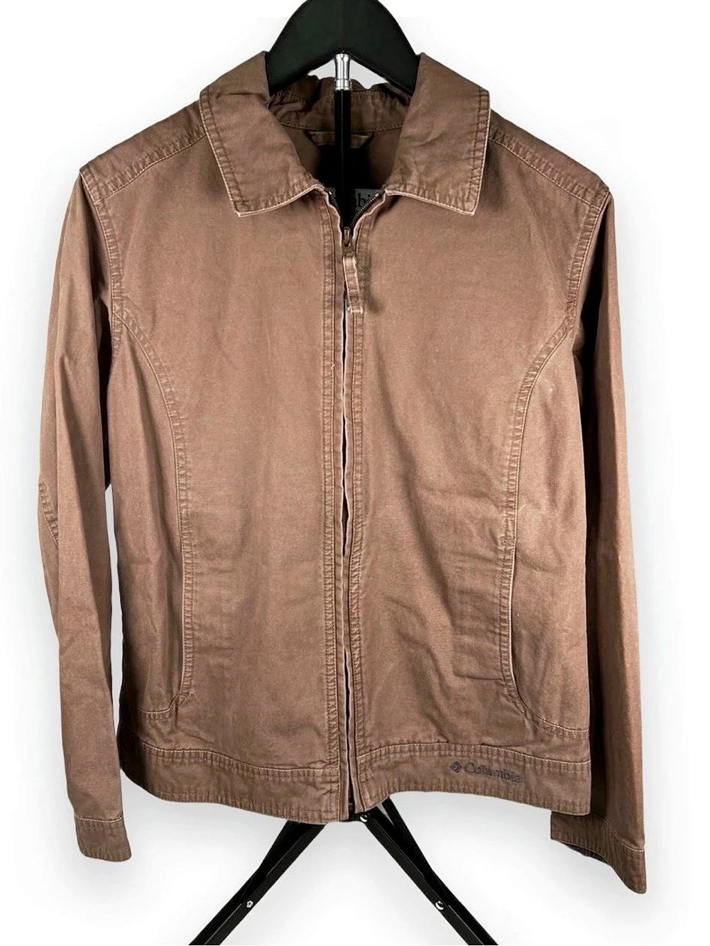 Vintage 90s/Y2K Columbia Girls Lightweight Cotton Canvas Jacket Brown - Kids M